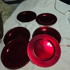 CHRISTMAS CHARGER PLATES 13" ROUND RED SET OF 10